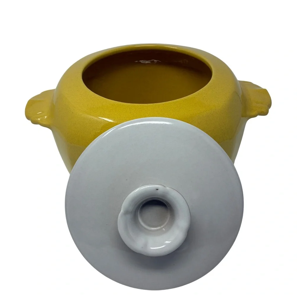 Vintage Frankoma Autumn Yellow Bean Pot Casserole Dish Lid Mid Century Kitchen